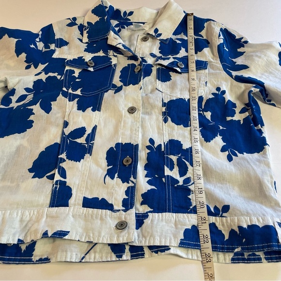 NWOT Cynthia Rowley Linen Floral Blue and White Women's Jacket Size Large - Picture 10 of 11